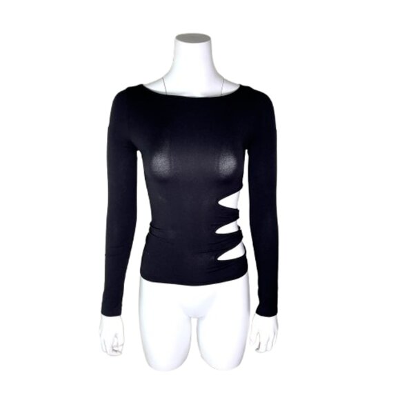 Sisley Made in Italy Cutout crystal details Black top - Picture 11 of 14
